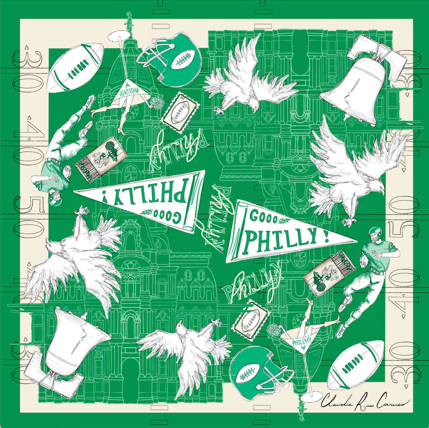 GO PHILADELPHIA SILK SCARF