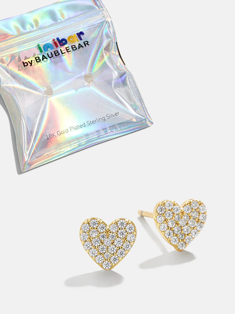 Whole Lotta Heart 18K Gold Kids' Earrings - PavÃ©