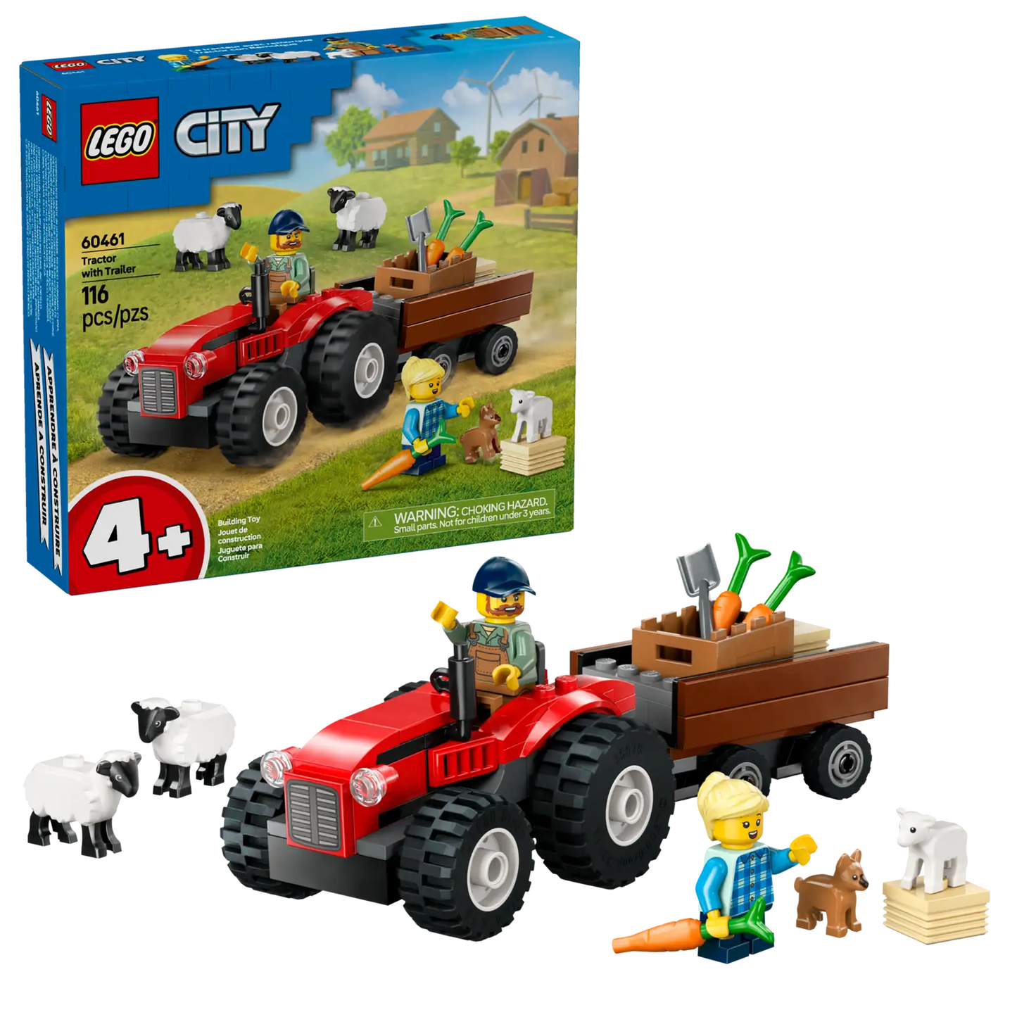 RED FARM TRACTOR WITH TRAILE..
