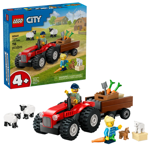 RED FARM TRACTOR WITH TRAILE..