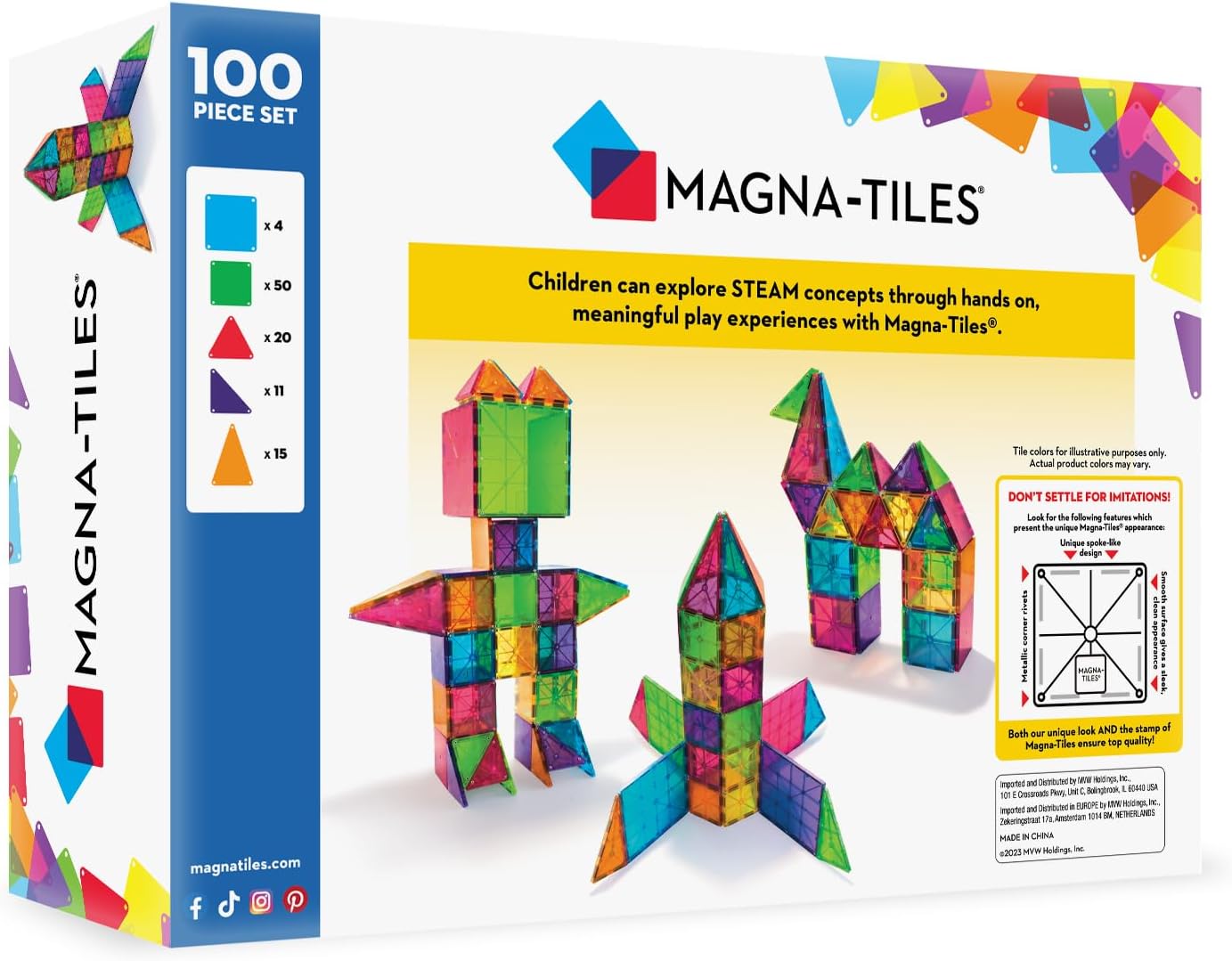 MAGNATILES 100 PIECE CLEAR