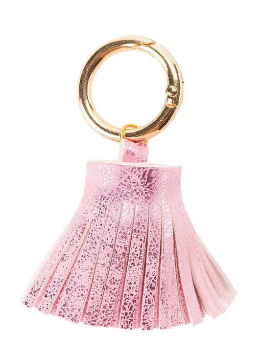 METALLIC LEATHER TASSEL - PINK