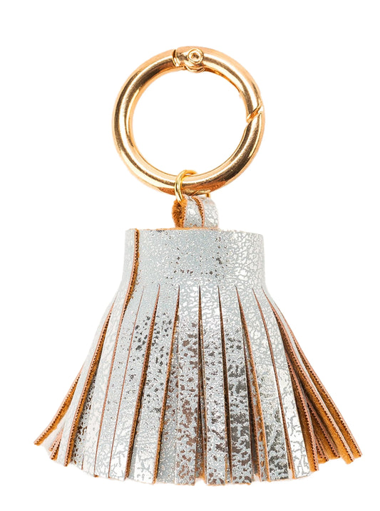 METALLIC LEATHER TASSEL - SILVER