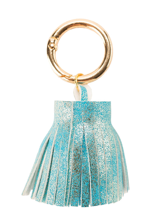 METALLIC LEATHER TASSEL - TURQUOISE