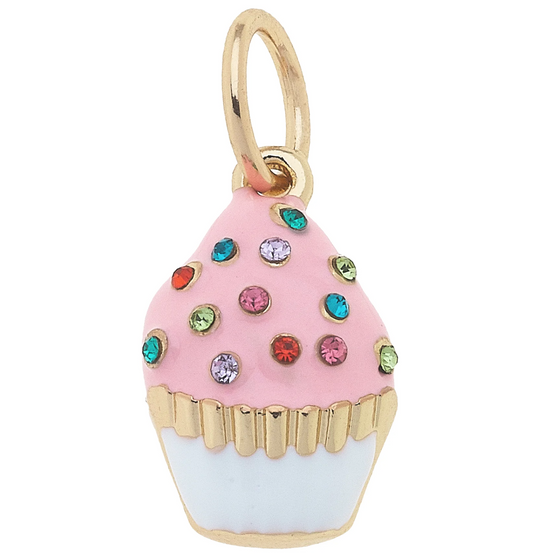 BEJEWELED CUPCAKE CHARM IN LIGHT PINK