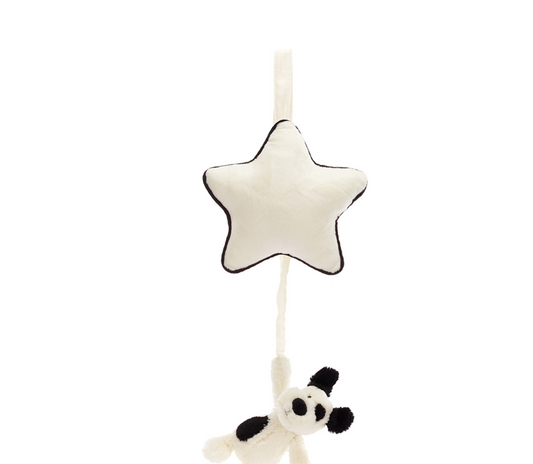 BASHFUL BLACK PUP MUSICAL PULL